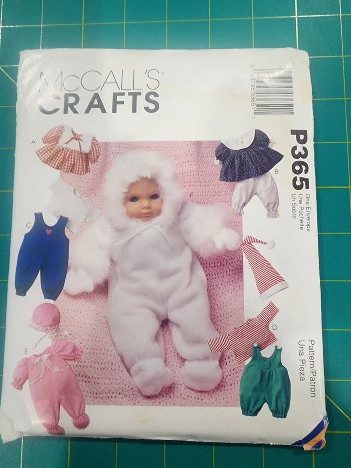 McCall's 9116 Pattern Baby Doll Clothing Clothes Hooded Jumpsuit Dress 8” To 16” - Image 1 of 1