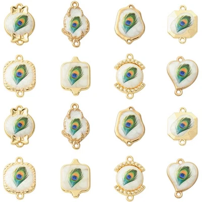 24pcs Peacock Feather Connector Charms White Plumage Links Charms for DIY - Изображение 1 из 4