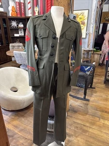 U.S. Marine Corps elegante grüne Uniform 70er Jahre Vintage Jacke Hemd Hose top - Bild 1 von 11