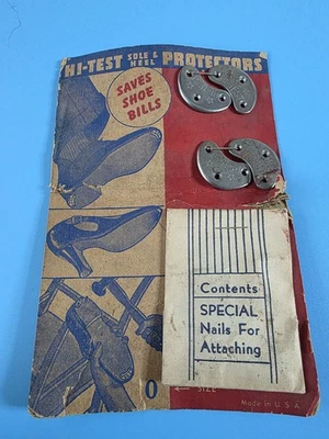 Placas de tacón y puntera de alta prueba vintage de los años 30/40 uñas sin abrir zapatero grifos nuevos de stock Foto 1 de 4