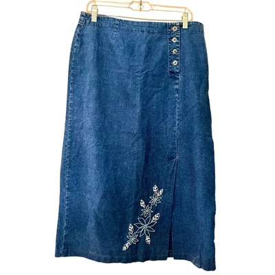 Maxi Falda Cottagecore Azul Floral Bordada Denim Años 90 Requisitos 12 Mujer Foto 1 de 4