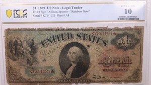 1869 $1., Legal Tender Note., PCGS VG-10., Store Sale #GLT028 - Picture 1 of 4