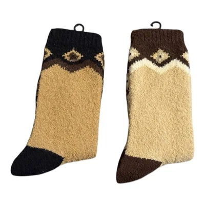 Vintage 2002 Target Cherokee Women’s Crew Socks Brown Tan Wool Nylon Acrylic NWT - Image 1 of 4