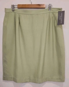 Maggy London Skirt Womens 22W Petite Sage Green 100% Silk Textured Zip Up - Picture 1 of 5