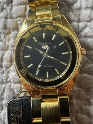NOS Philip Persio 5 Watch Mens Stainless Steel Gold Tone Quartz NO BOX - Image 1 of 4