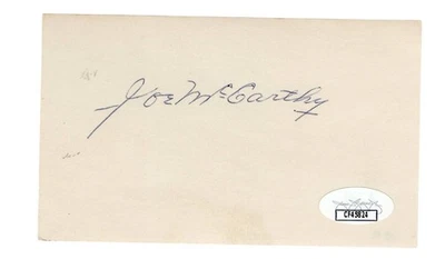 Joe McCarthy Signed Autographed 3X5 Index Card Cubs Yankees Red Sox JSA CF45824 - Image 1 of 2