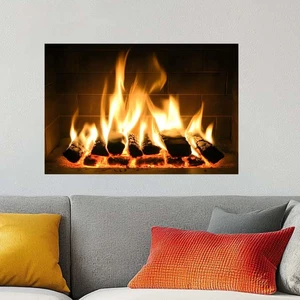3D Wall Sticker Simulated Fireplace Bonfire Wall Decor 3D Bonfires Decals Peel a - Picture 1 of 12