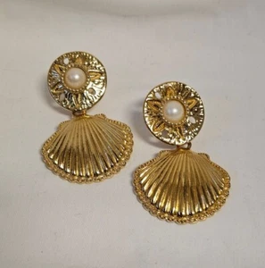 Kenneth Jay Lane Ohrclips -hochwertig Vergoldet Clips Muschel Strandliebe - Bild 1 von 12