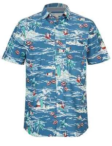 Mens size S Blue CHRISTMAS surfing Santa button shirt COTTON Rivers  NEW 955 - Picture 1 of 4