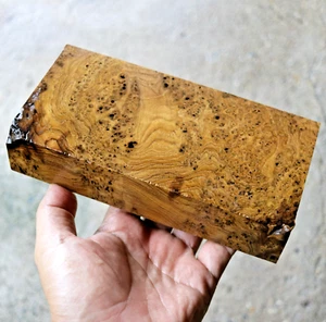 Exotic Teak Burl Block Blanks For DIY Woodworking 3 4/8"X 7"X 1 3/8" #936 - Picture 1 of 15