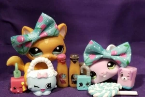 Authentic Littlest Pet Shop LPS #1100 #1101 Exclusive Walking Cat Mouse Pair - Foto 1 di 9