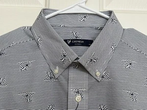 NWT Cremieux size L navy blue white whales button down short sleeve shirt mens - Picture 1 of 7