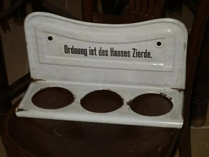 Vintage Kitchen German Black & White Enamel Porcelain Sign / Spice Rack / Stand  - Picture 1 of 5