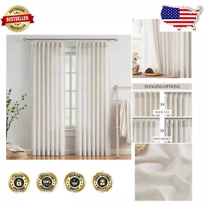 Chic Light Filtering Pinch Pleat Curtains in Natural Color - 42"Wx102"L, 2 Pack - Picture 1 of 10