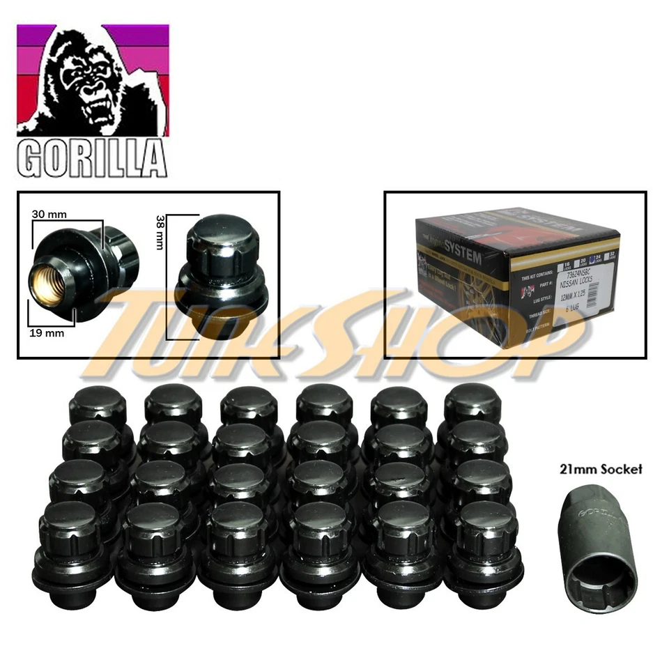 20 Gorilla Spline Tuner Lock Lug Nut 12x1.25 1.25 Acorn Wheel Rim Neo Chrome M12