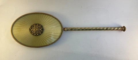 Antique Guilloche Enamel Vanity Mirror 19th Century Cover