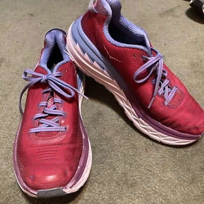 HOKA ONE ONE W Bondi 5 Womens Sz 9.5 Magenta/Blue Running Shoes - Image 1 of 4
