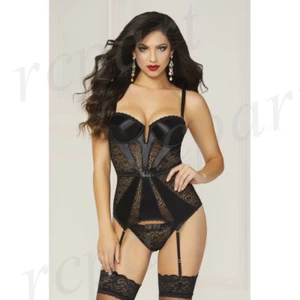 Nuevo Conjunto Bustier Mujer Lencería Satén 2 Piezas Negro Regular Talla S M L XL 10698 - Imagen 1 de 4