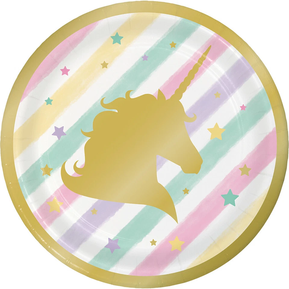 Unicorn Sparkle Party Supplies Lunch Plates 8 Pack Birthday Tableware - Image 1 of 1