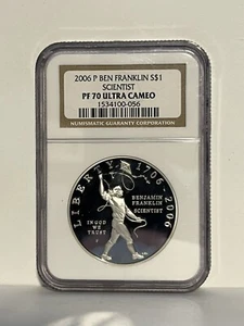 2006 P BEN FRANKLIN Scientist Commemorative Silver Dollar NGC PF 70 ULTRA CAMEO - Picture 1 of 2