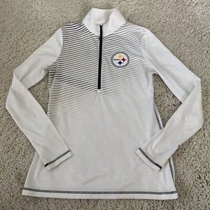 Pittsburgh Steelers Pullover Womens Small Majestic Therma Base 1/2 Zip White - Picture 1 of 6