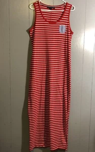 Tommy Hilfiger Red White Stripped Maxi Dress size Medium Sleeveless Stretch - Picture 1 of 6