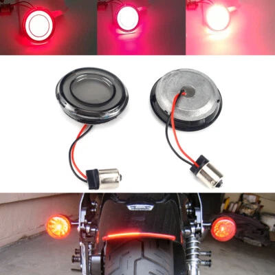 For Harley Davidson Red LED Rear Turn Signal Conversion Kit 1156 Red Lens Bullet - Image 1 of 4