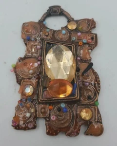 Vintage Metal Bejeweled Pendent For Jewelry Making cosmic Swirl  - Foto 1 di 7