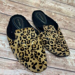 Derek Lam Target Beige Black Leopard Comfort Slip On Slippers Size 7/8