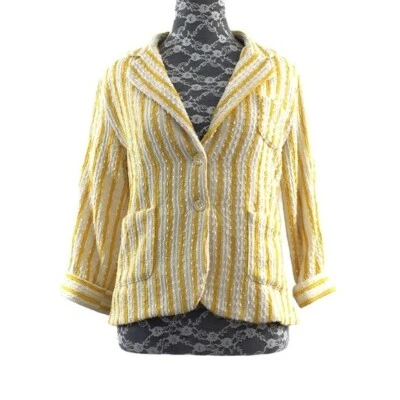 Eva Franco Jacket Women’s 6 Bradley Striped Canary Island Yellow Anthropologie - Image 1 of 4