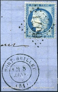 FRANCE CERES N° 60 OBLITÉRATION GC 6071 PORT BRILLET MAYENNE SUR FRAGMENT - Picture 1 of 2