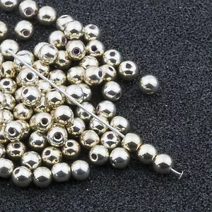4 mm Antik Silber Acryl Runde Kunstperlen Perlen Vintage Japanisch 120 Stck. 10304012 - Bild 1 von 2