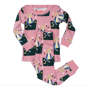 NWT Piccolina Pajama Set 2 Pc Sleepwear Amelia Earhart Long Johns 100% Cotton - Picture 1 of 9