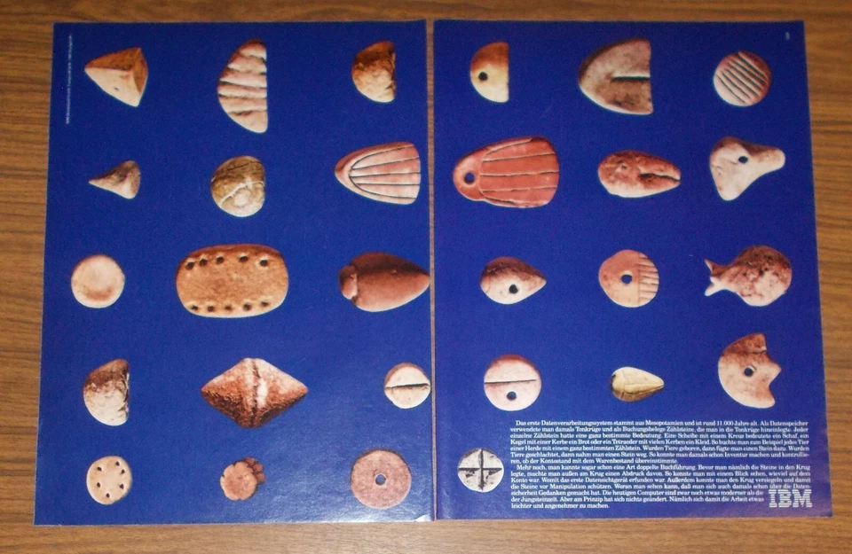 Seltene Werbung IBM - Die Erfindung der Datenverarbeitung - Zählsteine 1980 - Bild 1 von 1