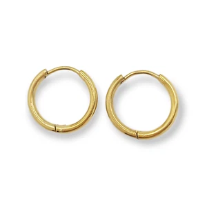 12 mm Gold kleine dünne klappbare Ohrringe rostbeständig Edelstahl - Bild 1 von 16
