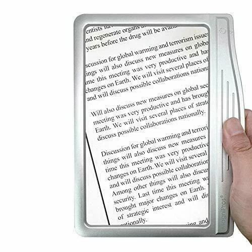 Magnipros Rechargeable 3X Large Ultra Bright LED Page Magnifier - Silver (1815)