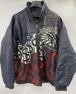 Chaqueta de Cuero Vintage Autumn Hills Detroit Casino Hip Hop 4XL Bordada Negra - Imagen 1 de 8