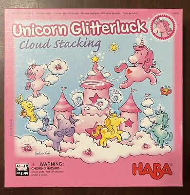 HABA Unicorn Glitterluck Cloud Stacking - A Cooperative Roll & Move Dexterity... - Image 1 of 4