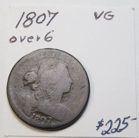 SCARCE 1807 / 6 DRAPED BUST LARGE CENT - CHOCOLATE BROWN V.G Cover
