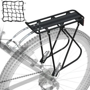 Bike Cargo Rack W/Bungee Cargo Net & Reflective Logo Universal Adjustable Bicycl - Picture 1 of 9