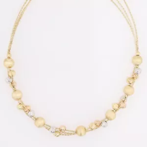 6.2mm Multi-Strand Wheat & Beaded 16.75" Necklace 18k Multi-Tone Gold 6.84 Grams - Picture 1 of 5