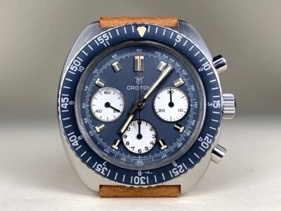 RARO Reloj Croton Sea Diver Valjoux 72 Cronógrafo Cuerda Manual Esfera Azul De Colección Foto 1 de 4