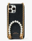 Kate Spade iPhone 13 Pro Leder Umhängetasche schwarz Etui Perlengriff Pavé 6,1 Zoll
