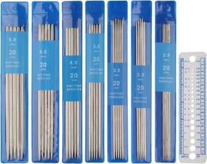 35 Stück Stricknadeln Edelstahl, Nadelspiel Set 2,0 Mm-5,0 Mm,20 Cm Länge - Bild 1 von 7