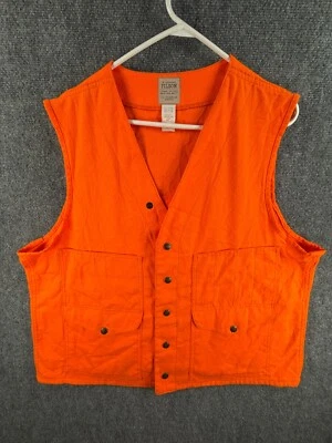 VTG CC Filson Blaze Orange Hunting Vest Style 12 Size 46 USA Made Snap Pockets - Image 1 of 4