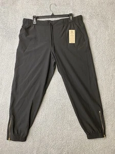 NWT Albion Fit Joggers Womens XL Black Jettsetters Petite Ankle Zip Gold Stretch - Picture 1 of 15