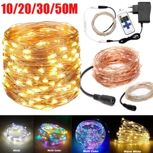 10M-50M LED Silver Copper Wire Xmas Wedding Party String Fairy Light Lamp DC 12V - Picture 1 of 34