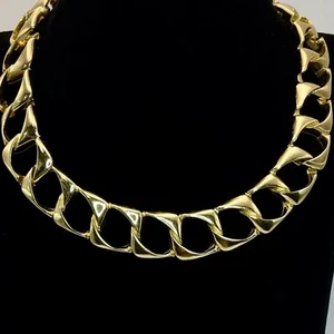 Collar Gargantilla Vintage Christian Dior 1967 Grueso Chapado en Oro Eslabón Alemania - Imagen 1 de 8
