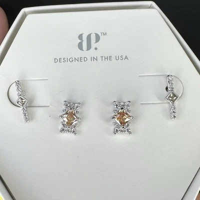 Набор сережек для вечеринок с бомбами - 6578 - имитация дымчатых фианитов - родиевое покрытие - Изображение 1 из 4