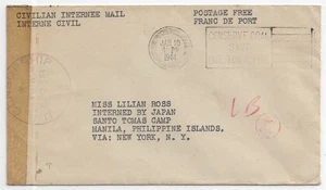 1944 Victoria, BC, Canada to Civilian Internee at Santo Tomas, P.I. (C5718) - Picture 1 of 2